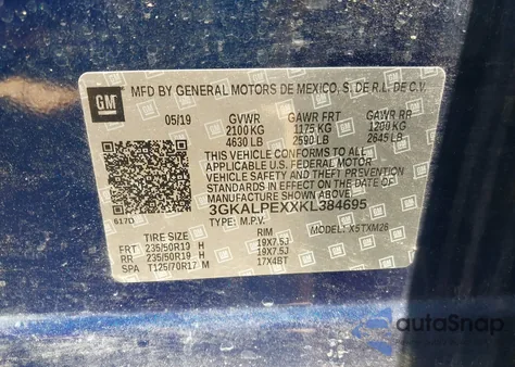 2019 GMC Terrain Slt из США, поврежденный, VIN 3GKALPEXXKL384695